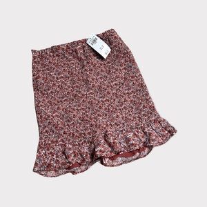 Abercrombie & Fitch High Rise Smocked Mini Skirt Red Floral Sz X-Small